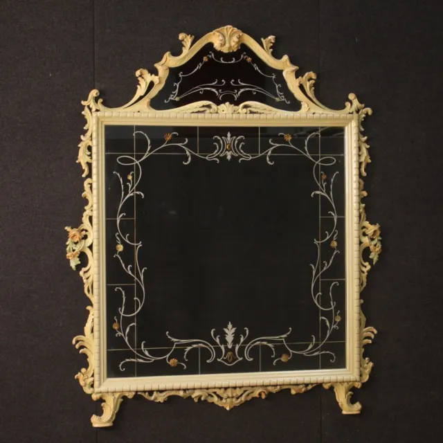 Espejo en madera lacada espejos pintados estilo antiguo mueble marco flores