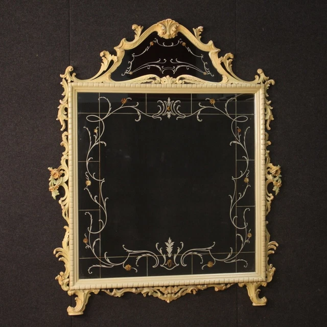Espejo en madera lacada espejos pintados estilo antiguo mueble marco flores