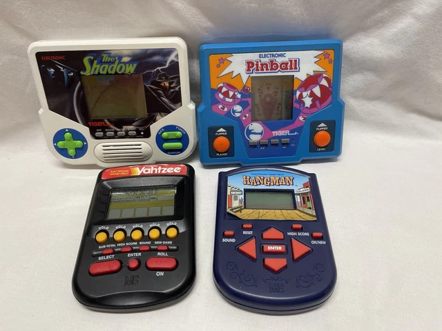 Tiger Electronics Handheld Games Shadow Pinball Milton Bradley Yahtzee Hangman