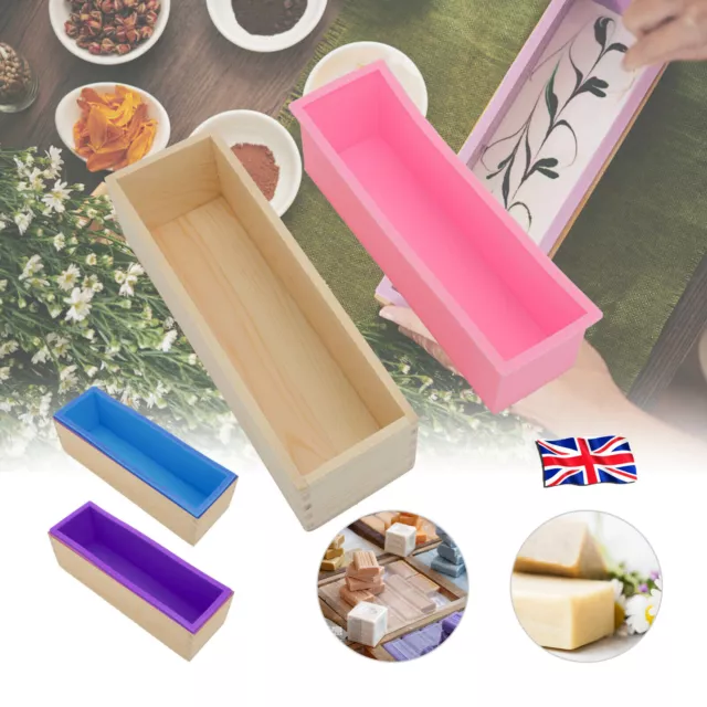 Wood Loaf Soap Moulds with Silicone Mold Backing Cake Making Wooden Box DIY FP