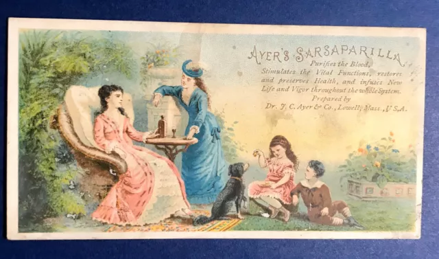 Ayer's Sarsaparilla Medicine Victorian Trade Card Advertising, Quack, Lowell MA