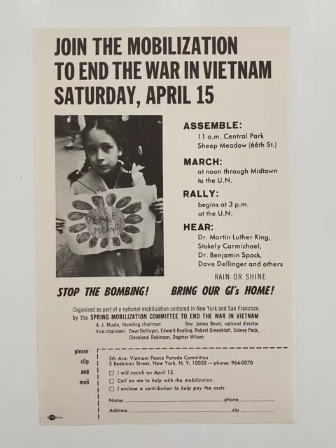 Martin Luther King Jr Original Vietnam March Program Flyer Civil Rights Protest