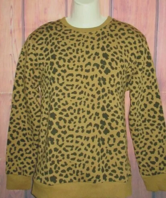 Mens Forever 21 Leopard Cheetah Animal Print Crew Sweatshirt Size S