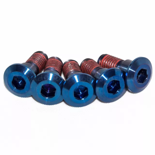 5x Yamaha FZ6 N, S Blue Titanium Rear Disc Rotor Bolts Screws With Threadlock