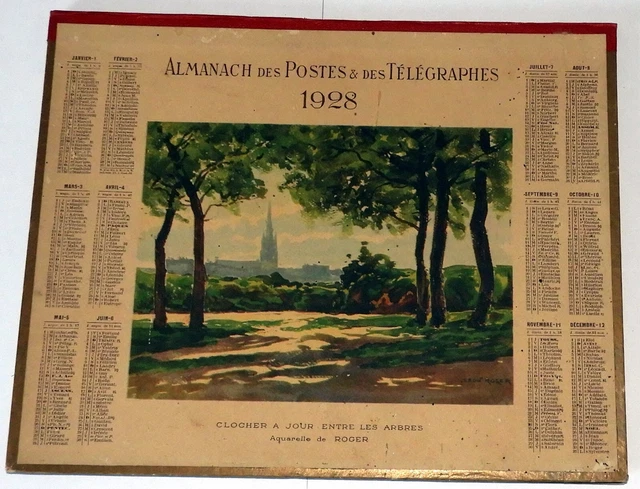 ALMANACH DES POSTES et télégraphes 1923, calendrier, TB état, proche du