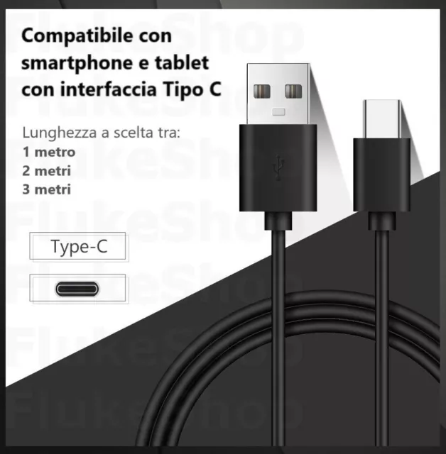 Cavo Dati Usb Tipo C Cavetto Caricabatteria Ricarica Veloce Type-C Fast Charge