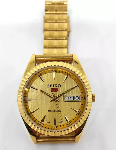 AUTOMATIC GOLD PLATED Men's Seiko 5 Golden Dial36 Mm Day/Date Watch Buy ...