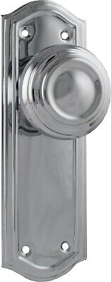 pair of polished chrome kensington door handles,round knob with backplate 175x58