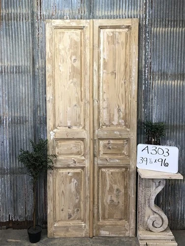 Antique French Double Doors (40.5x94.5) Raised Panel Doors, European Doors A303
