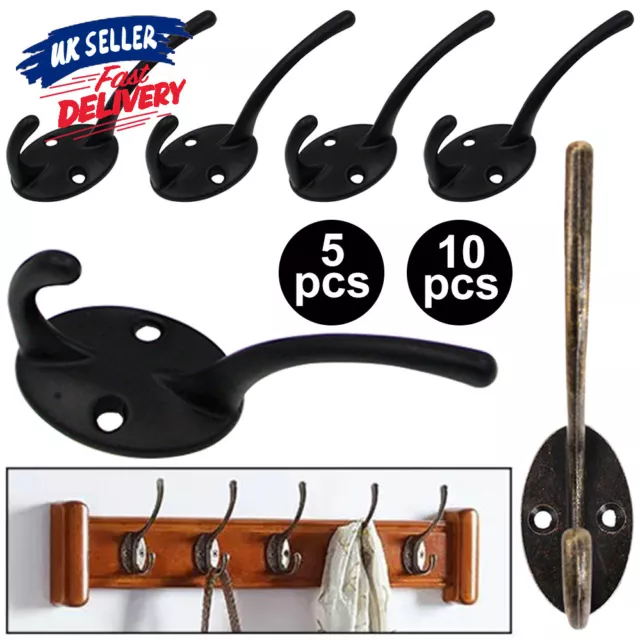 5/10X Wall Hanging Bathroom Hat Clothes Vintage Towel Hanger Iron Coat Hooks