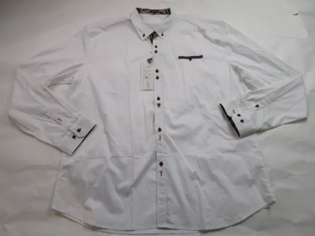 Coofandy Shirt Mens XXXL 3XL Button Up Long Sleeve White Casual Cotton Blend