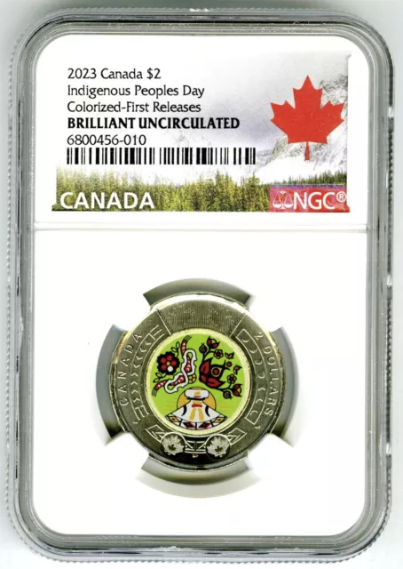 2023 $2 Canada Ngc Brilliant Unc Color Indigenous Peoples Day Toonie Fr
