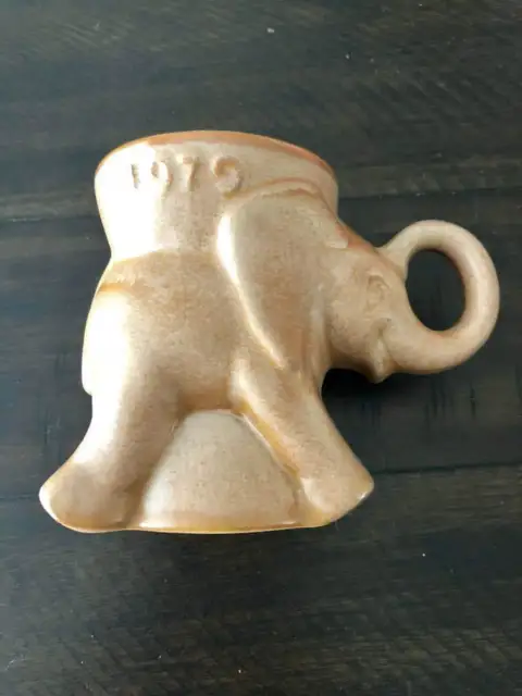 Vintage Frankoma  Elephant Mug 1979 GOP Republican Political Pottery With Tag