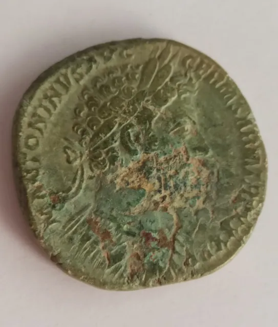 Ancient Roman Bronze Sestertius Emperor Marcus Aurelius. Clementia /175-176 Ad/