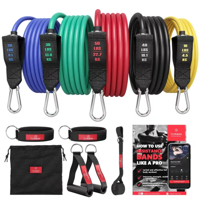 Resistance Bands Set with Handles, Door Anchor, Ankle Straps + Exercise Ebook, 5