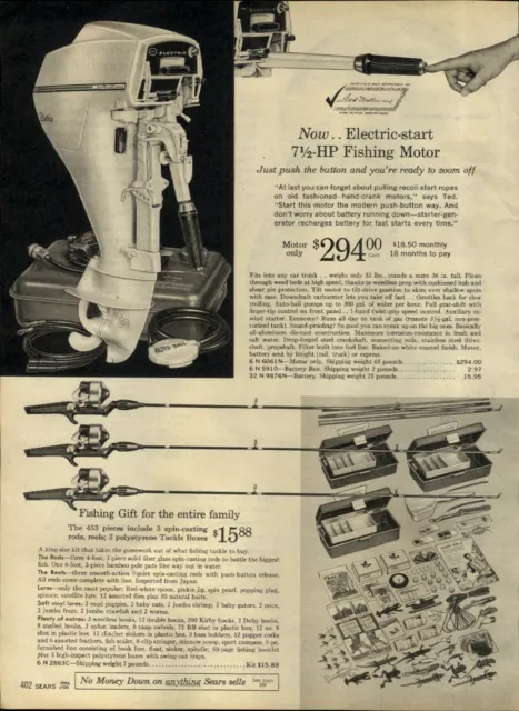 1965 PAPER AD Ted Williams Endorsed Electric Start Outboard Motor 7.5 HP