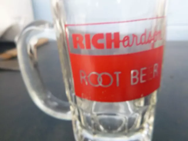 vintage Richardson root beer mug glass 5" New York red
