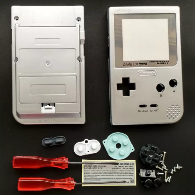 Silver Housing Shell Case + Silver Lens For Nintendo Game Boy Pocket GBP