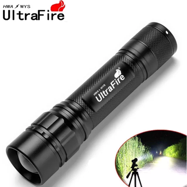 Ultrafire Tactical Zoomable Flashlight Rechargeable T6 LED 50000LM Torch Camping