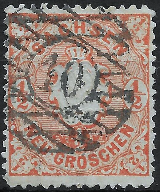 SACHSEN... MiNr. 15c ...1/2 Ngr...Nummernstempel 10 (Annaberg)...BPP geprüft