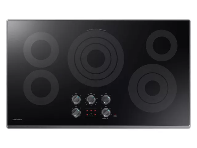 Samsung NZ36K6430RG 36 Inch Smart Electric Cooktop in Black Stainless Steel