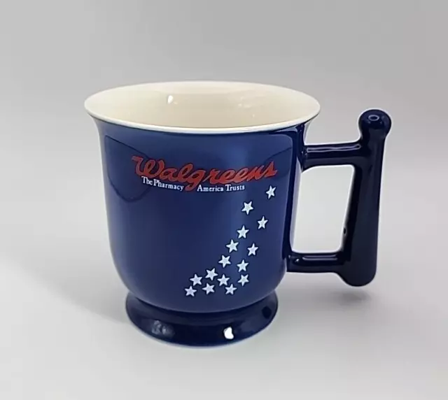 WALGREENS Pharmacy Mortar & Pestle Logo Blue Ceramic Coffee Mug Cup