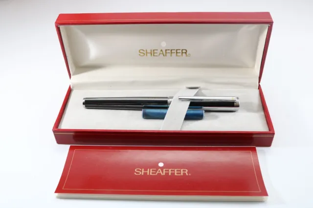 Vintage Sheaffer Intensity Jet Black Striped No. 9233 Medium Fountain Pen, CT