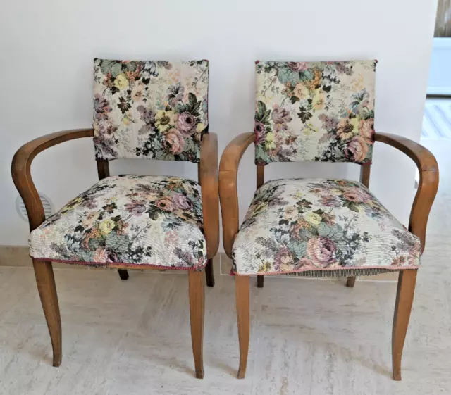 2 sets de housses de fauteuil bridge en tapisserie à fleurs vintage