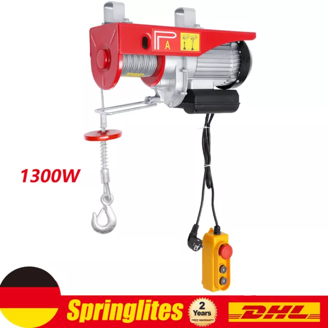 800kg Elektrische Flaschenzug Kran Hub Seilzug Seilhebezug Motorwinde 220V DHL