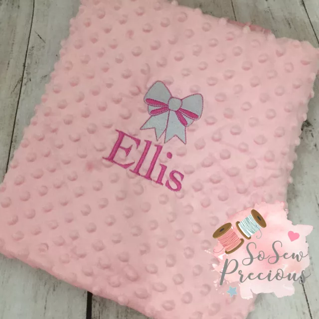 Couverture bébé personnalisée, vison bobble, brodée, arc ou tout autre design