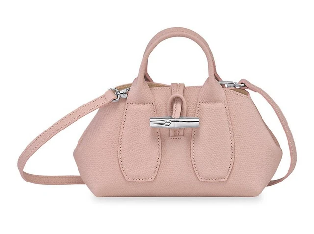 Longchamp Roseau XS Top Handle Mini Crossbody Satchel Leather Bag ~NWT~ Powder