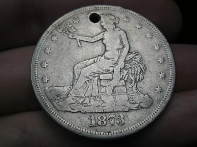 1873 S Silver Trade Dollar- Fine Details 3