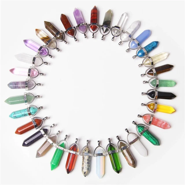 Wholesale 60pcs Assorted Stone Quartz Hexagonal Bracelet Necklace Pendant 3