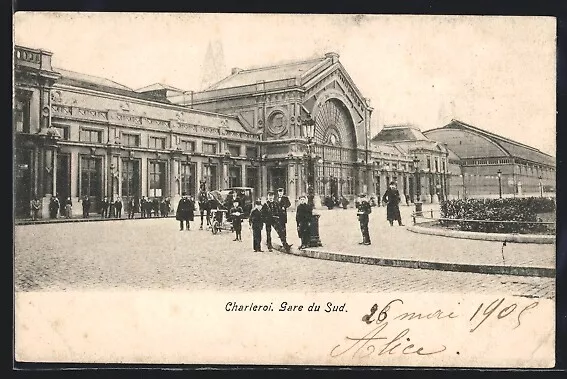 CPA Charleroi, Gare du Sud 1905