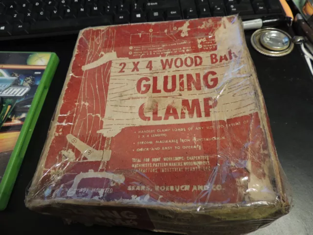 Vintage SEARS CRAFTSMAN 2X4 Wood Bar Gluing Clamp & Original Box 7346-4