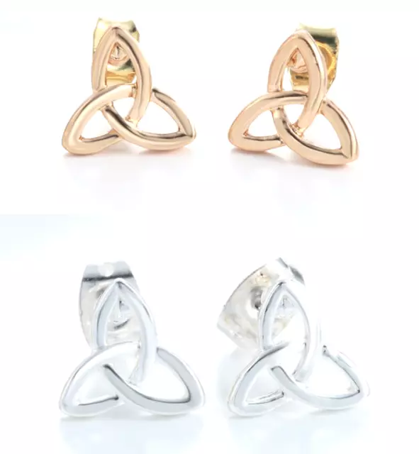 Triquetra Triple Knot Trinity Symbol Stud Post Earrings, Wiccan Pagan Wicca