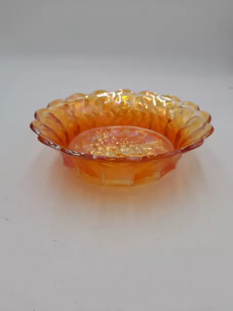 Vintage Fenton Marigold Carnival Glass Grape Design Fruit Bowl 1972