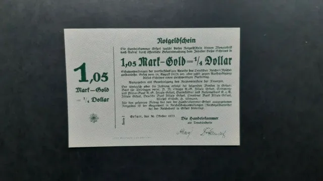 K 148b Notgeldschein Handelskammer Erfurt 1,05 GMk 1923