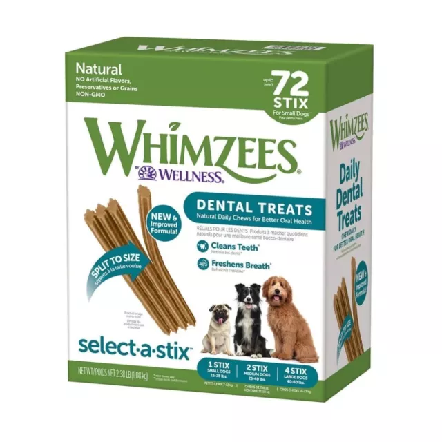 Whimzees Wellness Natural Dog Dental Treats 72 pack