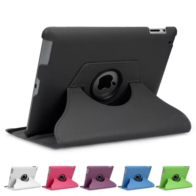 360° drehbar Hülle iPad 2 3 4 Schutz Cover Case Tasche Etui Schale Ständer Folie