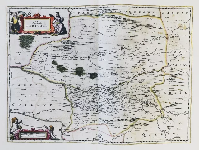 Perigord Dordogne Bergerac Sarlat-la-Caneda Nouvelle-Aquitaine carte Janssonius