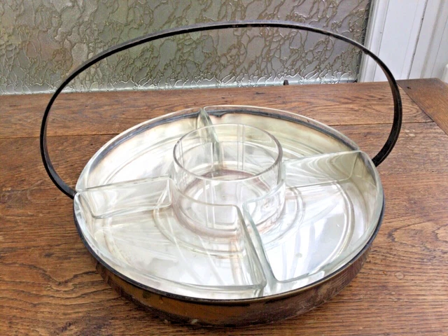 Ancien Plat Apéritif Hors d' Oeuvre à Compartiments Métal A 28