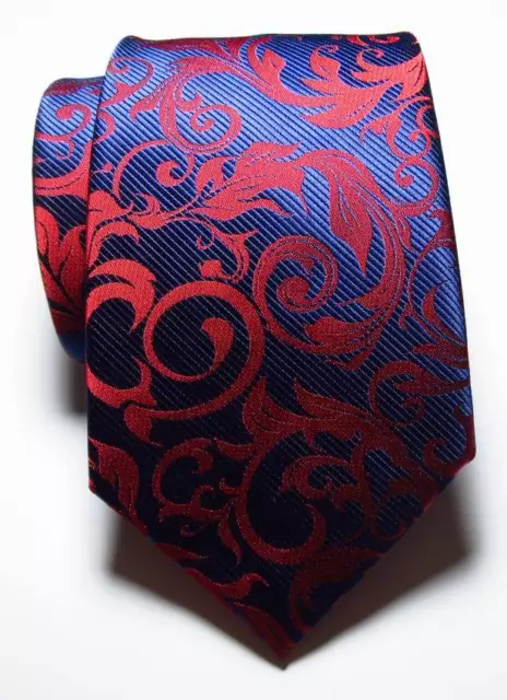 New Classic Paisley Dark Blue Red JACQUARD WOVEN Silk Men's Tie Necktie 2