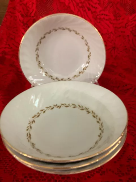 Vintage Grant Crest Fine China Japan Golden Swirl Set Of 4 Soup Cereal Bowls