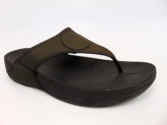 Fitflop Womens Lulu Slip-On Thong Sandals Size 10.5 M, Black Leather Strap 27199