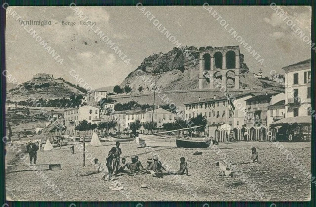 Imperia Ventimiglia Borgo Marina PIEGA cartolina KV5657