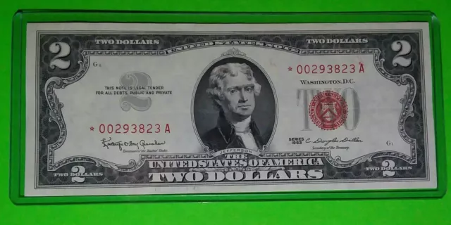 *1963 2$ Red Seal Star !  Vf. Fairly Crisp ! Old Us Currency! Nice!