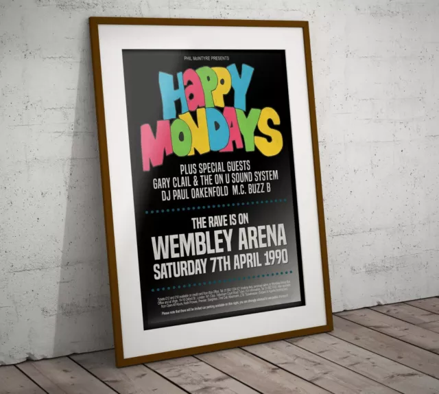 Happy Mondays Wembley 1990 Concert Poster Five Print Three Framed Options 3