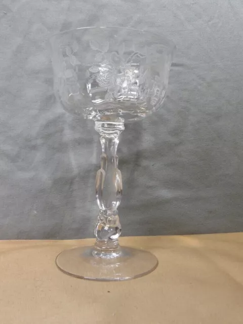 Vintage Fostoria Willowmere Champagne/Tall Sherbet Goblet Glass Etched Roses