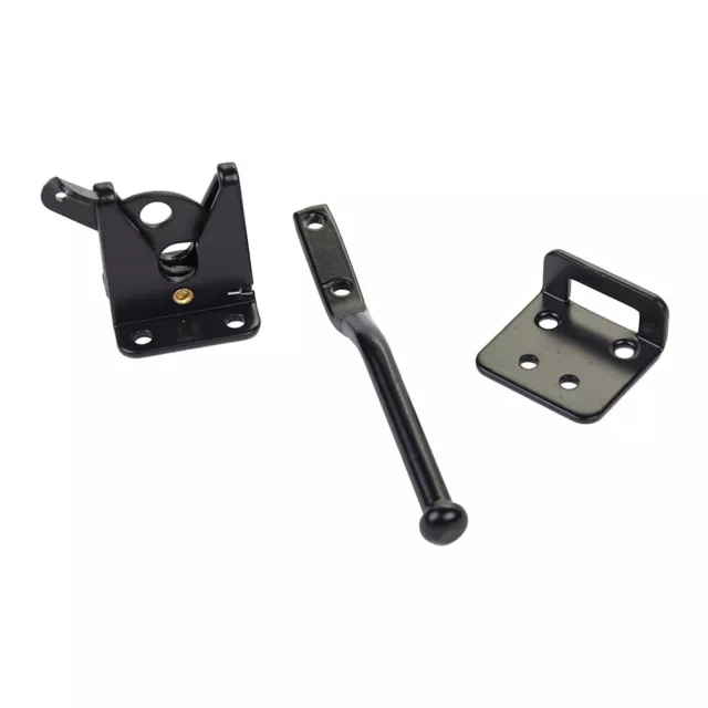 Spring Loaded Gate Latch with Cable and Ring - Powder Coated Black - DHSLGL